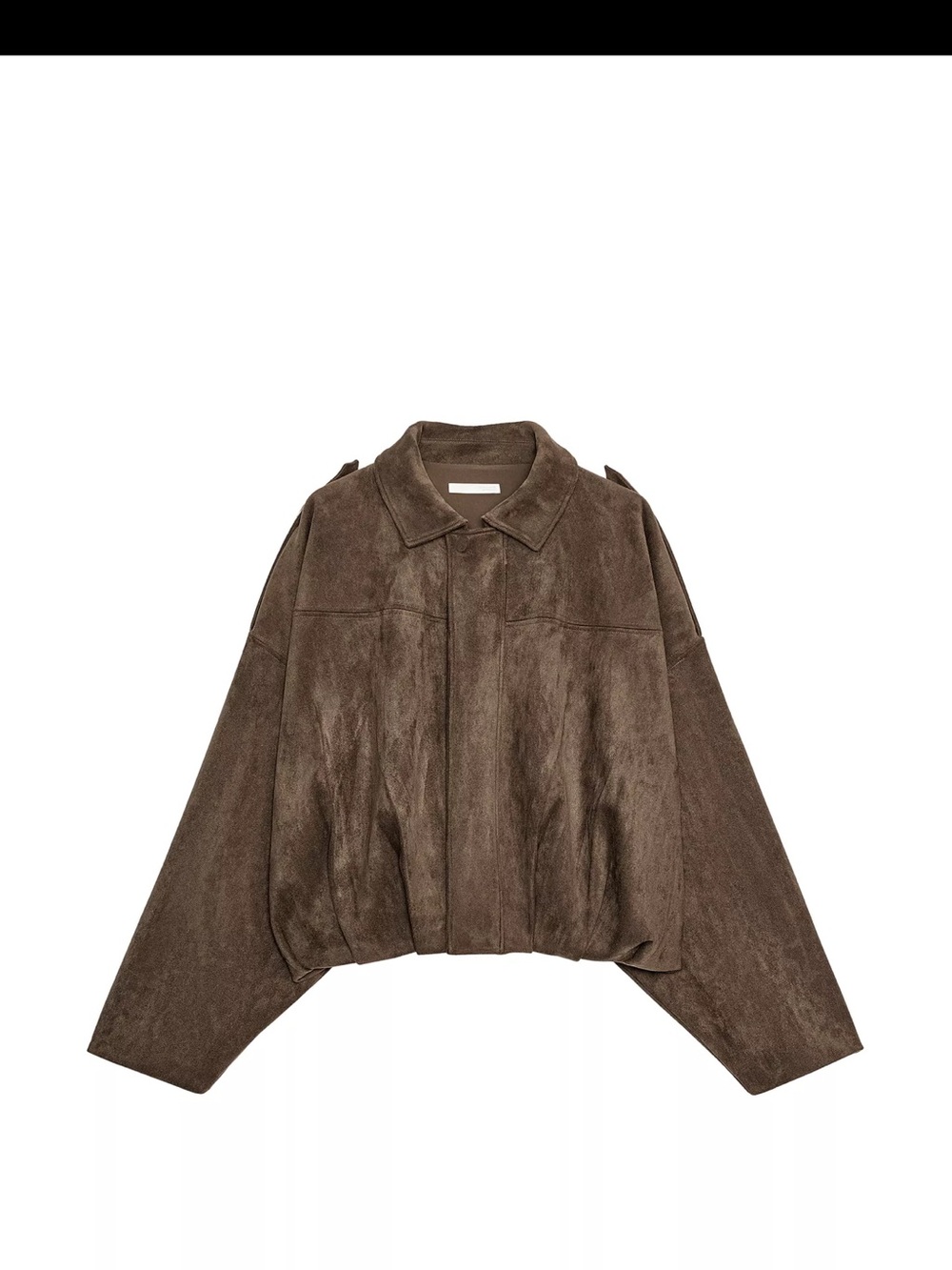 Zara Brown Suede-Texture Boxy Bomber Jacket
